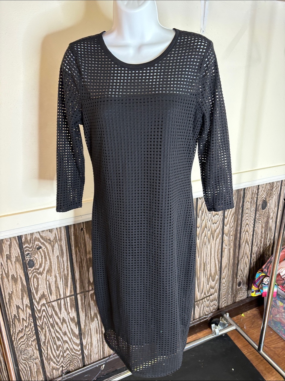 BOLD elements Black Mesh Midi Dress
